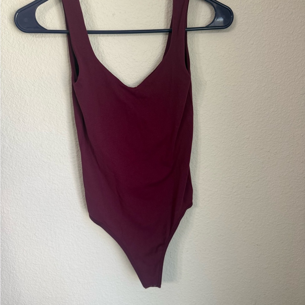 Free People Wine Red Scoop Neck Bodysuit